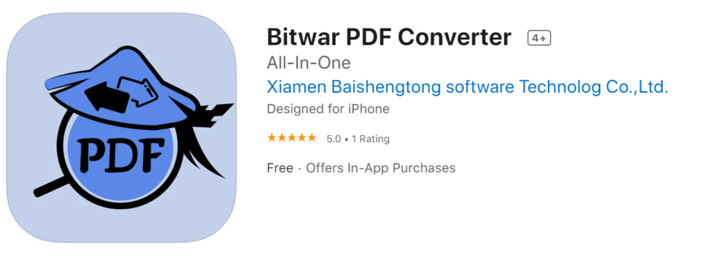 app store-bitwar pdf converter(iphone edition)