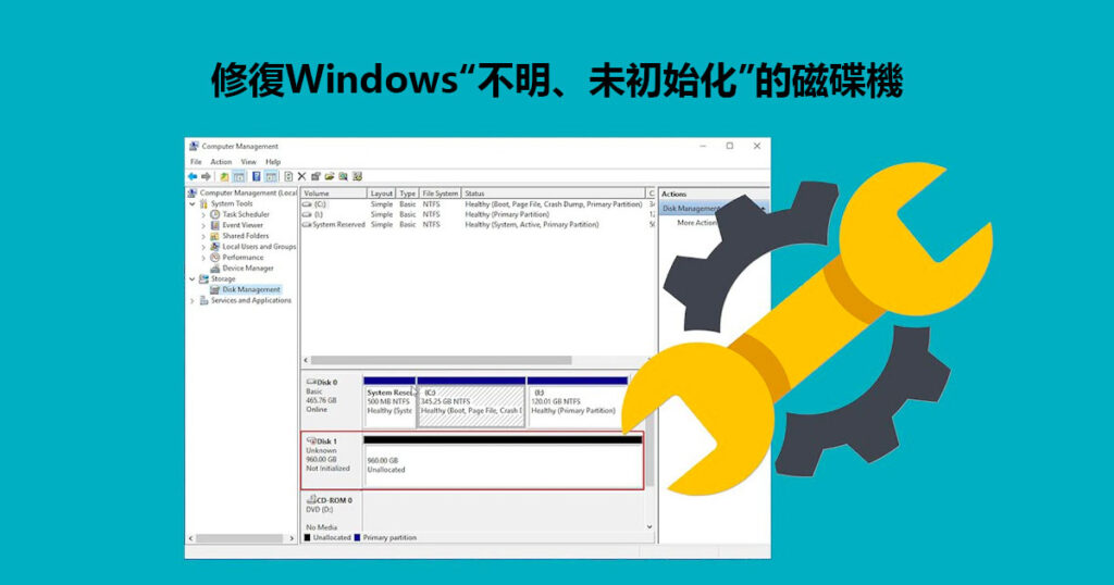 修復Windows不明、未初始化的磁碟機