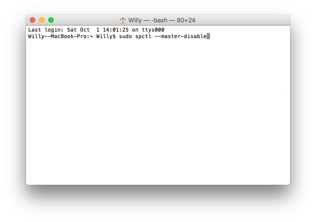 mac 終端機-sudo spctl --master-disable