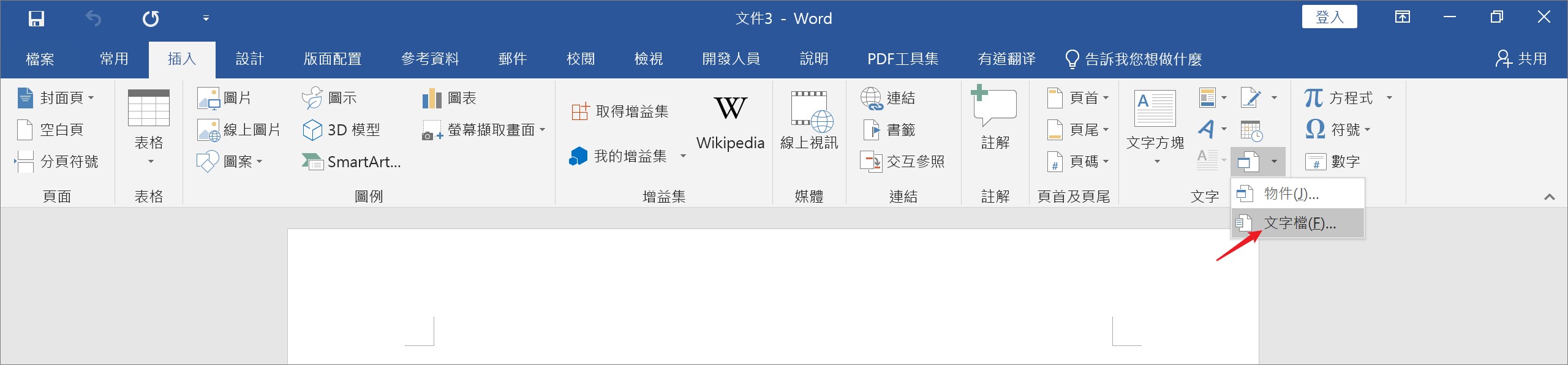 word-插入-文字檔