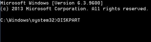 命令提示字元輸入diskpart