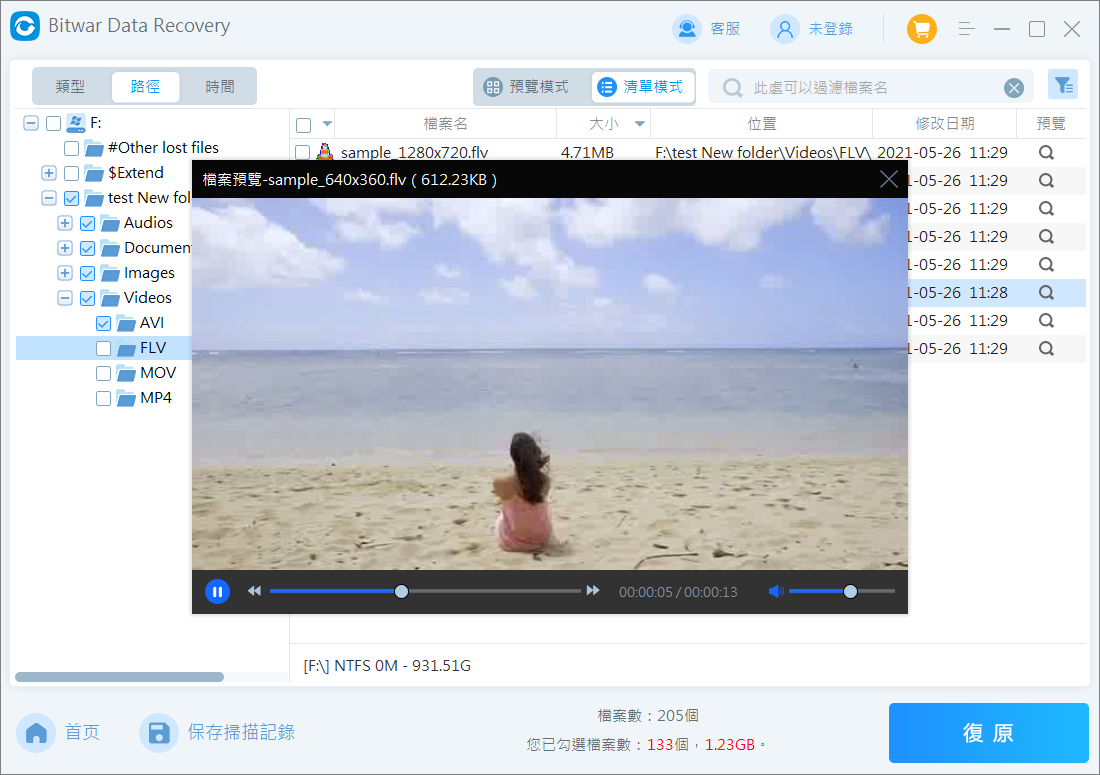 預覽和救援檔案