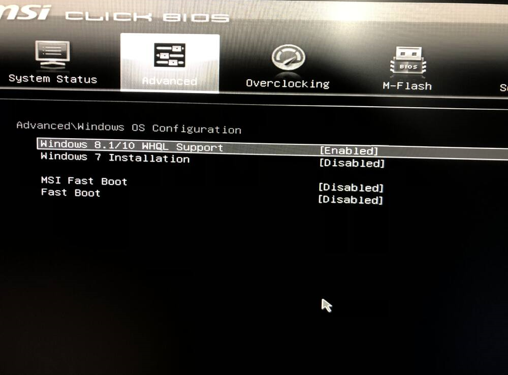 bios WHQL enable