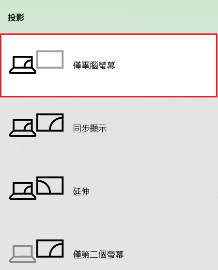 投影- 僅電腦螢幕