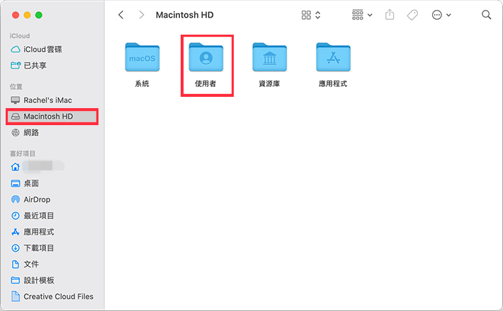 mac-finder-Macintosh HD-使用者-共享
