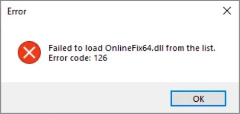onlinefix64.dll錯誤提示代碼126