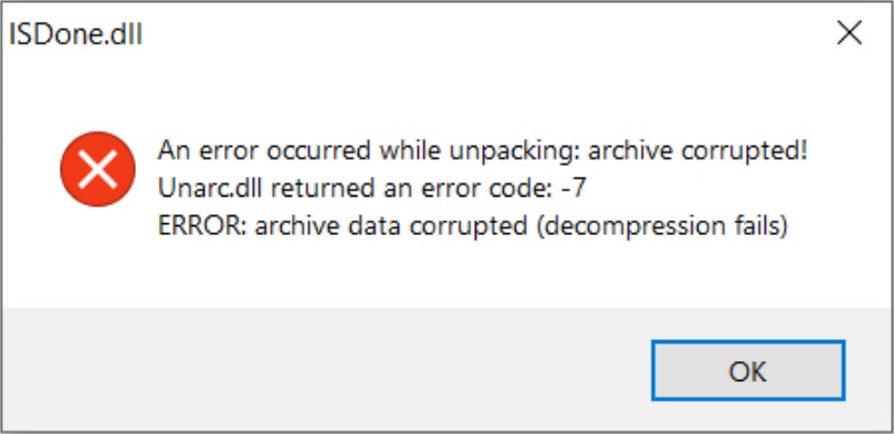 Isdone.dll：Unarc.dll 回傳錯誤代碼