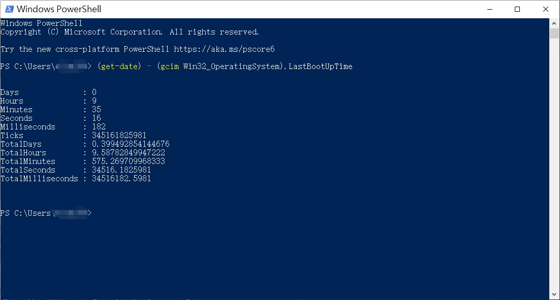powershell命令檢查系統運作時間