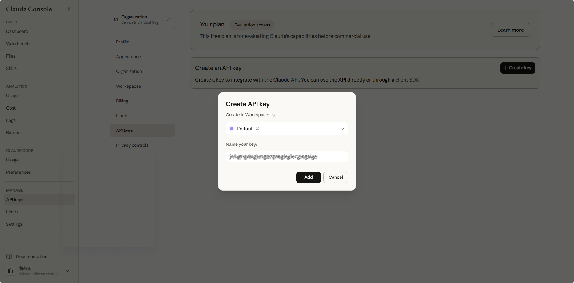 claude home page-creat api key 2