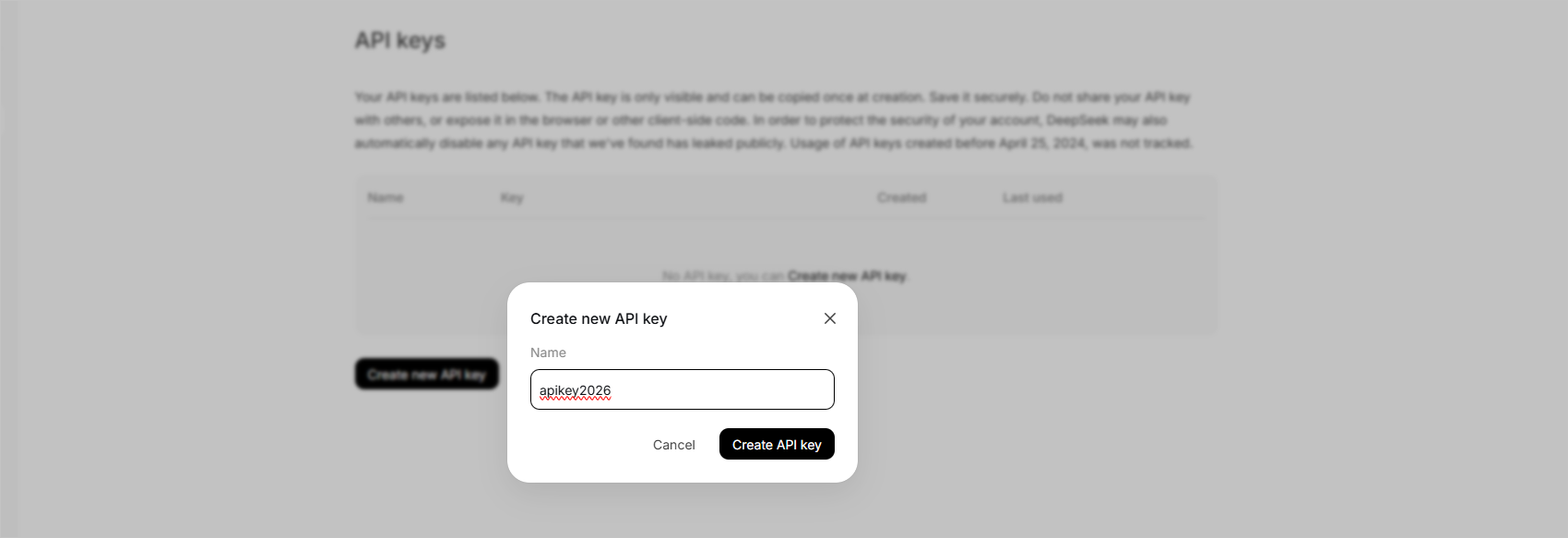 deepseek home page-api key 2